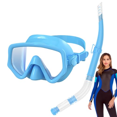 Derwrtup Scuba snorkel, dykande snorkel och skyddsglasögon - Anti-dimpanoramautsikt med dykning Face Cover Adult,Silikon undervattens ansiktsskydd för vattenträningsträning