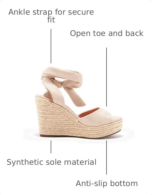Womens Platform Espadrille Wedges Open Toe High Heel Sandals with Ankle Strap Buckle Up Shoes product thumbnail 5