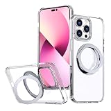 iPhone 13 Pro Max 用 ケース 360° 回転リング MagSafe アイフォン13プロマックス カバー ワイヤレス充電 リング TrendKase アイホン13プロマックス 携帯ケース マグセーフ対応 あいほん13プロマックス スマホケース 縦横無尽に回転 多機能スタンド 衝撃吸収 柔軟フレーム 「クリア」