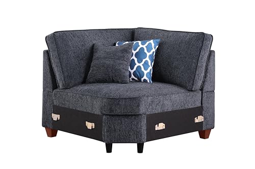 Image of Ball & Cast 116 inch L-Shaped Sectional Couch with Movable Ottoman & 6 Throw Pillow,7 Seat Chenille Upholstered Sectional Sofa W /Wide Armrest,DIY Combination,Comfy Sectionals Set for Living Room,Dark Gray