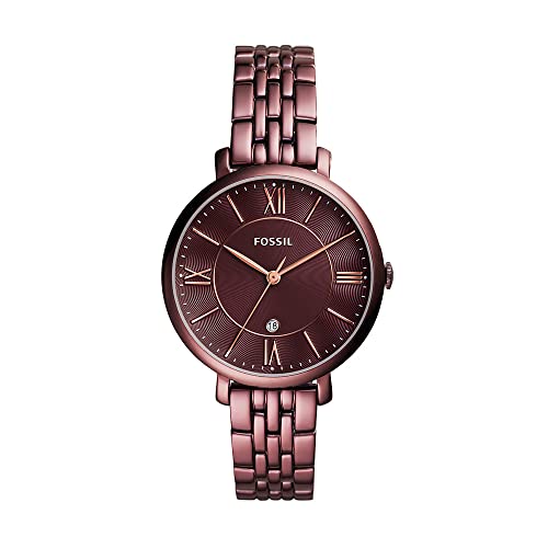 Fossil Women's Jacqueline Quartz Stainless Steel Three-Hand Date Watch, Color: Wine (Model: ES4100)
