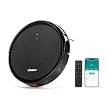 Linsar - Robot Vacuum Cleaner - strong suction, long running time - For carpet, pet hair, hard floors - Robot hoover with charging station, remote control and app (Black)