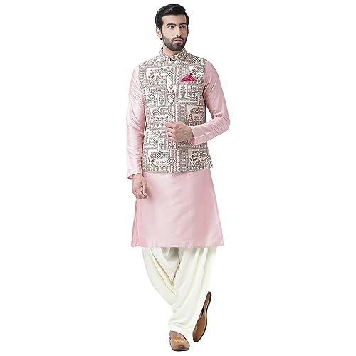 Men's Kurta Jacket Set - Indian Ethnic Kurta Pyjama with Nehru Jacket Set for Weddings & Festive Occasions