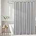 Aoohome Extra Long Shower Curtain Liner, Fabric Shower Curtain with Hooks for Hotel, Stain Resistant, Waterproof, 72 x 84 Inch, Light Grey
