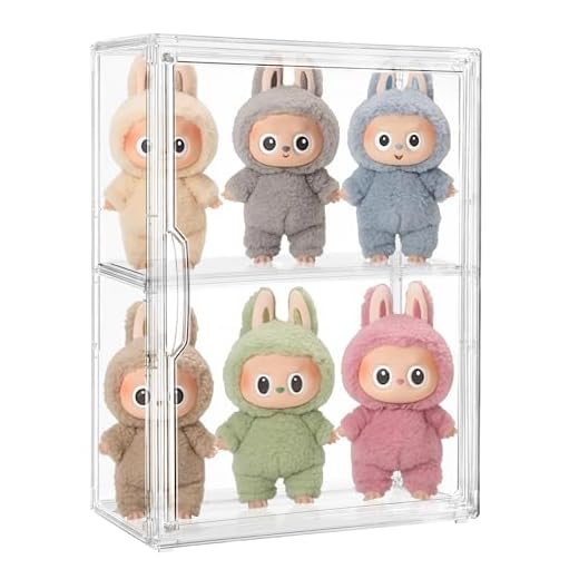 Acrylic Display Case Compatible with Labubu POP MART, Clear Figure Display Cases for Collectibles, Stackable Display Box with Magnetic Door 1 Pack