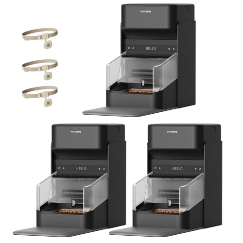 PETLIBRO RFID Automatic Cat Feeders for 3 Cats, Collar Sensor for Personalized Meals, Cats Recognition, Diet Tracking and Anti-Stealing for Multi-Pets Homes and Different Diets, WiFi Food Dispensers
