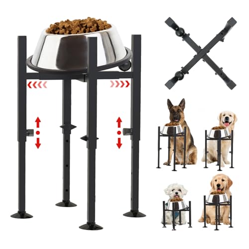 QUMENEY Soporte Elevado para Cuencos de Cuatro Patas para Perros Soporte para Cuencos para Perros Se Adapta a Cuencos de 6 a 10 Pulgadas Comedero Elevado para Comida y Agua para Perros Ajustable