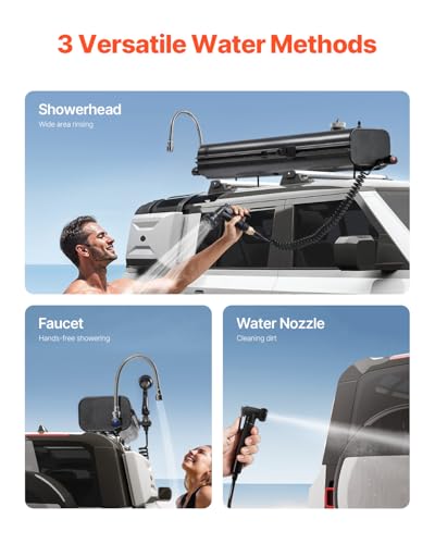 VEVOR Dachgepäckträger-Wassertank Wasserspeicher für Fahrzeuge 15 L mit 2 Spritzschutzplatten und T-Schlitz, Aluminiumtank mit hoher Druckanschluss, für Kofferräume Überrollbügel Querträger