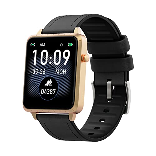 Maxtop Smart Watch Bands, 22mm Quick Release Leather Watch Strap, Adjustable Wristband Accessory Compatible with Maxtop T1pro T5 T6 Smartwatch (Black)