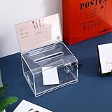 Ciieeo Acrylic Business Card Box with Lock Clear Suggestion Voting Donation Box for Office Fundraising Events 6.3X4.7X3.9 Inch - Image 9