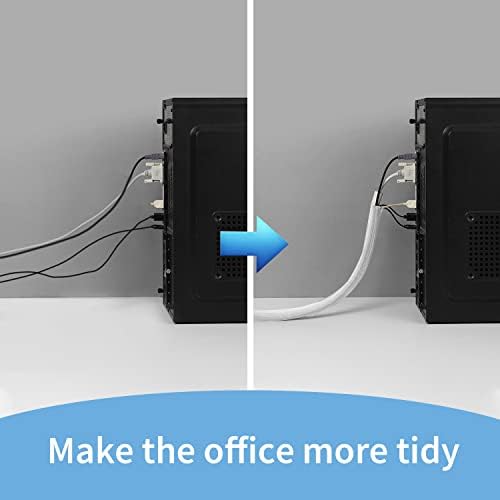 Shinfly Cable Tidy Sleeve, 16mm/0.63"-3m/9.8ft Cord Protector, Heat-Resistant Wire Loom Tubing Sleeve Split Sleeving for USB Cable, Small Power Cord, Audio Cable, Prevent Pets Chewing, White