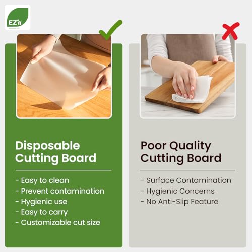 Tabla de Cortar Desechable de Plástico EZ'n - 30 cm x 666,75 cm, con Deslizador para Corte Fácil, Libre de BPA, Antideslizante y Apta para Lavavajillas - Ideal para Cocina, Acampada y Pesca miniatura 4