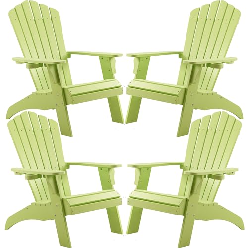 Image of Psilvam Adirondack Chairs Set of 4 with Cup Holder, Green