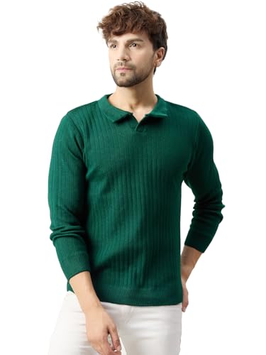 Image of Kvetoo Full Sleeve Winter Wear Woolen Collar Polo Sweater for Men