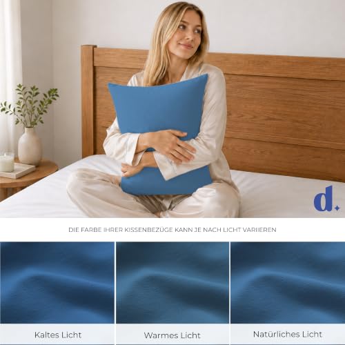 Dreamzie - Kissenbezug 40 x 80cm - 2er Set - 100% Baumwolle - Blau – Ansicht 5