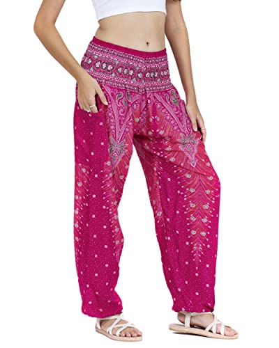 Lofbaz Harem Pants For Women Yoga Boho Hippie Clothing Womens Palazzo Bohemian Pajama Beach Indian Gypsy Genie Clothes Peacock 1 Pink B Xl #TOP11