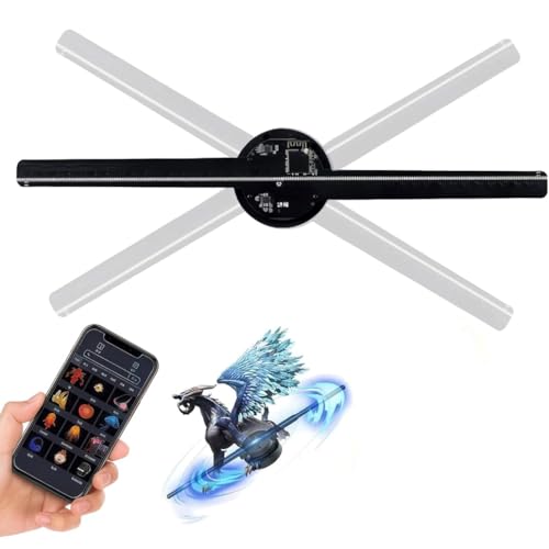 Ventilador Holográfico 3D con Proyector LED WiFi, 224 Cuentas LED, Vídeo e Imágenes Claros, Efectos 3D, Múltiples Métodos de Control