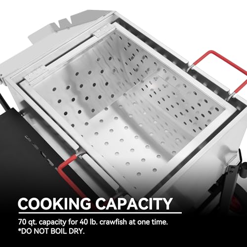 Image of Creole Feast CFB3001 70 QT Outdoor Crawfish Boiler with Stir Paddle, Wheels