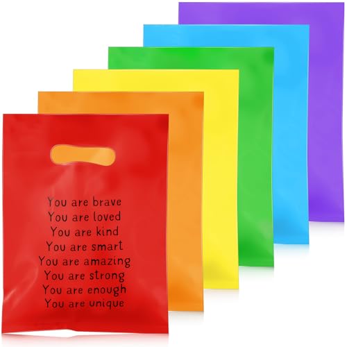 Coume 30 Small Plastic Gift Bags with Handles, 6" x 8