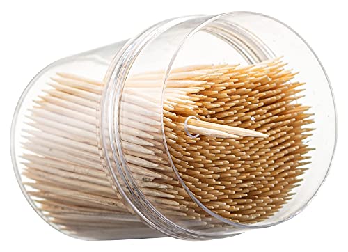 Prestee 2500Ct Wooden Toothpicks + Reusable Toothpick Holder Container | Sturdy Smooth Finish Bamboo Tooth Picks Party Cocktail Picks, Toothpicks For Appetizers Toothpicks Wood #TOP3