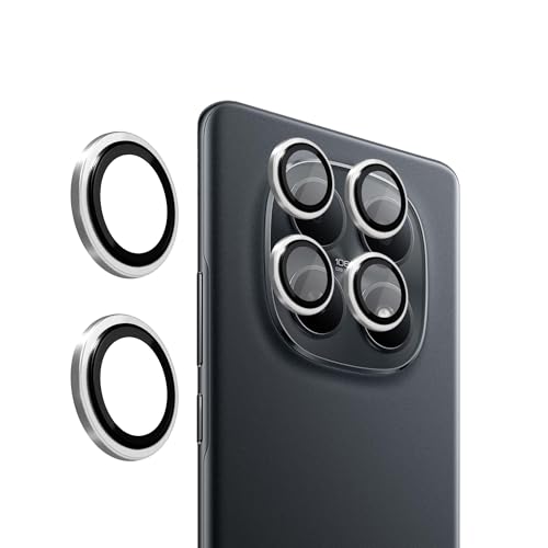 Image of Amazon Brand - Solimo Camera Glass Lens Protector Ring for Redmi Note 15 Pro 5G Case Friendly with Edge to Edge Coverage and Easy Installation (Silver)