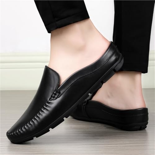 Round Toe Solid Color Faux Leather Half Loafers Shoes Comfortable Anti-Slip Lightweight Wedding Slip-on4