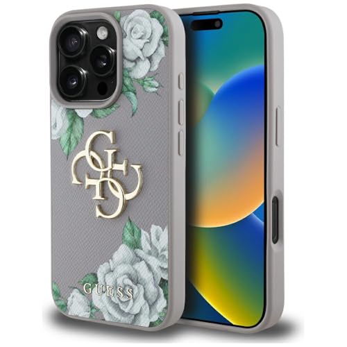 CG Mobile Guess Grained Roses Big 4G Logo pour iPhone 16 Pro Max (Violet)