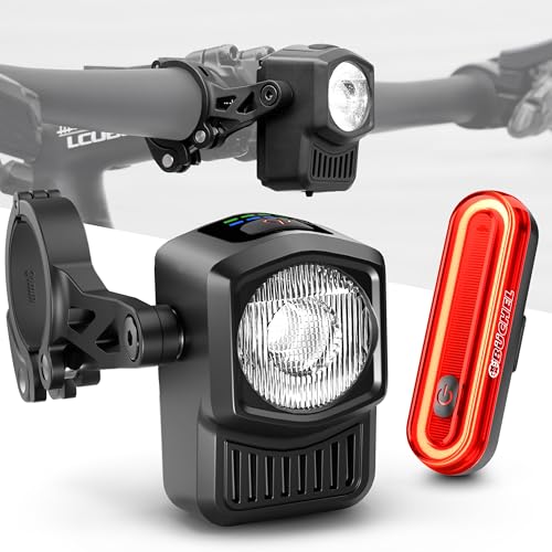 BÜCHEL Fahrradlicht Set - USB-C Fahrrad Lichter LED Set mit 8h Leuchtdauer & Kontrollanzeige - Frontlicht mit 4 Leuchtmodi (15-60 Lux) - StVZO-Konformes Fahrradbeleuchtung Set - Werkzeugfreie Montage