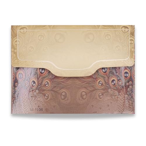 Image of Fonsie cash shagun Pocket small size (4.53 * 3.35 inches) fancy design envelopes pack of 10 for gifting money on wedding gift, baby shower gift, shagun, family gatherings, Peacock Yellow.