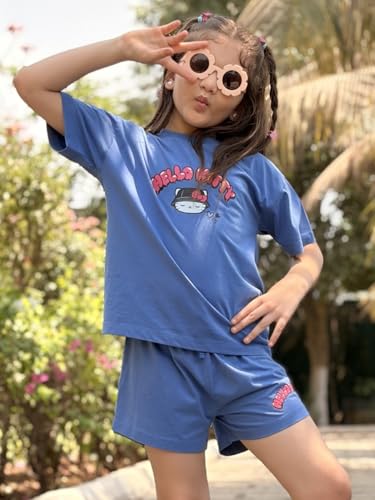 Image of Nap Chief Kids Cotton Disney Character Co ord Set for Girls, T Shirt and Shorts for Casual Wear