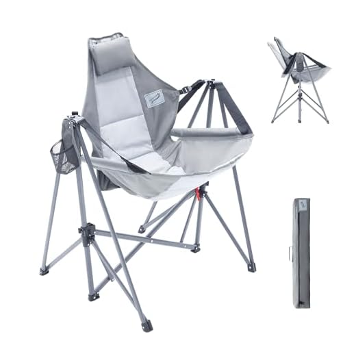 Camphor Designs Portable Swing Hammock Chair | Foldable Recliner Rocking Lounger with Headrest and Drink Holder | for Outdoor & Sports, Beach, Lawn, Hunting, Tailgating, Fishing | Supports 300 Lbs