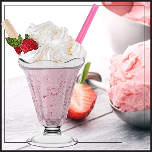 Image of MARTVIA 300ML Ice Cream Glasses Cups Dishes for Desserts, Milkshake,Fruit and Pudding Glass Serving Bowls, Perfect for Home, Restaurants and Parties Dishwasher Safe (Crystal Cups, Set of 6)