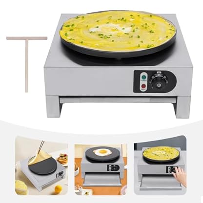 3000W Elektrischer Crepe Maker Crepes CrepesgeräT Edelstahl Crepesplatte Crepeseisen Crepesmaker Elektro WaffelgeräTe Pfannkuchen mit ausziehbarem Tablett Eingebauter Thermostat 50-300℃ 220V – Bild 7