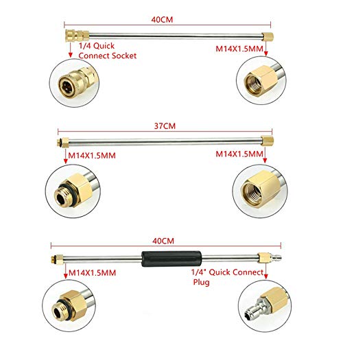 Varita de extensión de lavadora a presión Set 1/4 pulgadas Quick Connect 30 grados barra curvada
