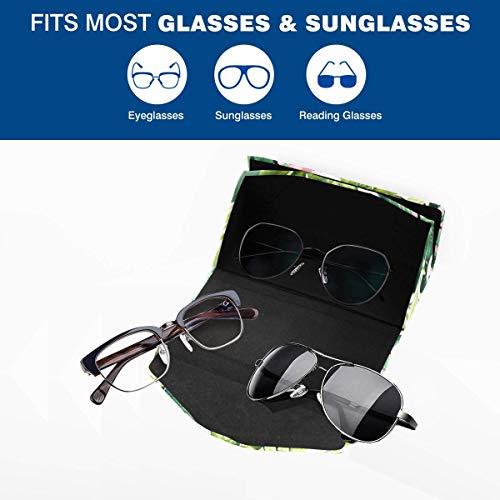 InterestPrint Flamingoa Palm Leaves Foldable Triangle Sunglasses Case Eyeglasses Holder Hard Shell - Thumbnail 5
