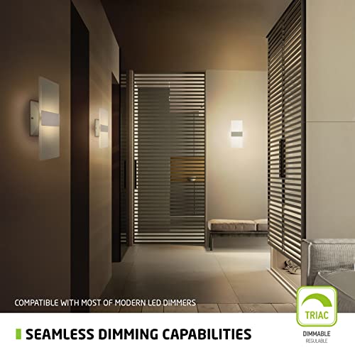 Asd Led Wall Mount Light Fixture | Frosted Acrylic Glass Sconce | 12 Inch 12W (30W) 120V 850Lm 2700K 3000K 3500K 4000K 5000K Adjustable | Indoor Lamp, Ambient Lighting, Dimmable, Ul | Nickel #TOP2