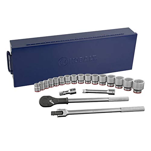 Kobalt 338521 20-Piece 3/4-Inch Drive 12-Point Mechanic's Tool Set with Hard Case, Inch, includes Ratchet, Sockets, Extension and Breaker Bar