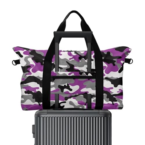 BIGCARJOB Camo Print Duffle Bag for Men Carry On Bags for Airplanes, Waterproof Duffel Bag Overnight Large Red Duffel Bags Packable Duffle Storage with Front Pocket2