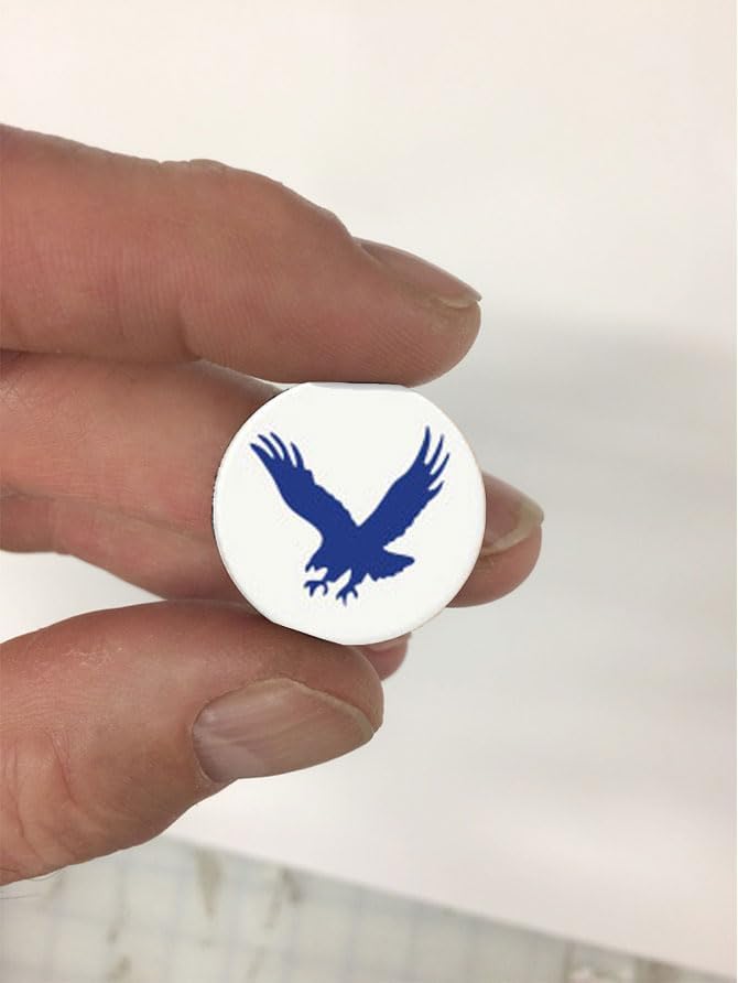 Flying Eagle Award Decals for Football Helmets, Baseball, Softball, Hockey Lacrosse 20-mil Thick mil Vinyl 1-1/8" Diameter (100 Decals) (Royal Blue on White)