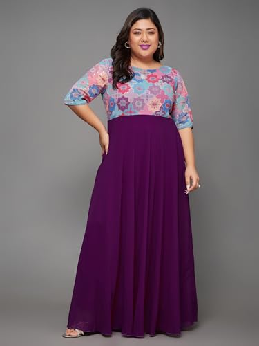 Image of Miss Chase A+ Women's V-Neck Three-Quarter Sleeve Floral Wrap Chiffon Midi Dress