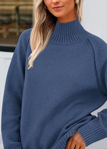 KIRUNDO Womens Fall Sweaters 2025 Trendy Turtleneck Long Sleeve Ribbed Knit Chunky Casual Loose Pullover Sweaters Tops3