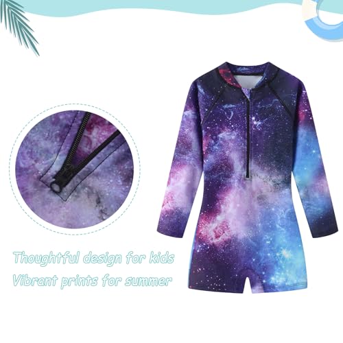 Girls One Piece Swimsuits Rash Guard for Girl Long Sleeve Bathing Suits with Front Zipper Sun Protection Swimwear 3-16 Years3