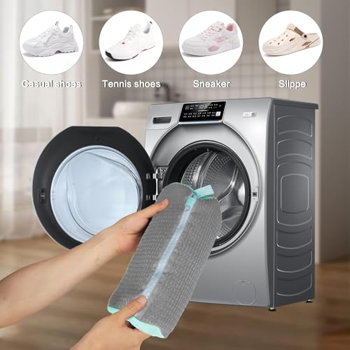 Image of Yellow Weaves 2 Pcs Shoe Washing Machine Bag | 360 Deep Clean Shoes Laundry Bag with Zipper | Reusable, shoe Washer, Microfiber Protective Pouch for Toys, Sneakers & Slippers (Yellow & Grey)