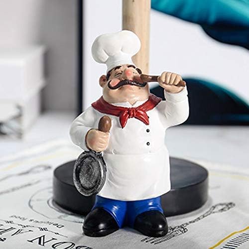 Adjustable Paper Towel Holder, Chef Style Resin Paper Towel Dispenser, Chef Figurines Creative Roll Paper Stand for Kitchen Cafe Restaurant Cake Shop Dessert Shop Decoration Ornament(White) image 4