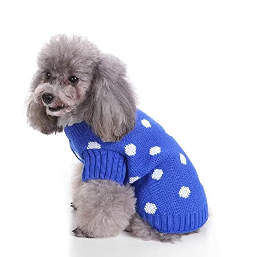 Cute Blue Christmas Snow Sweater For Small Dogs Cats Winter Warm Sweater School Style Shirt Outfits Clothes Xs #TOP2