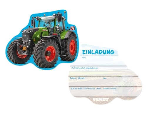DH-Konzept 8 Einladungskarten * FENDT TRAKTOR * für Kinderparty und Kindergeburtstag | Trecker Bauernhof Landwirtschaft Farm Einladungen Invites Kinder Party Set