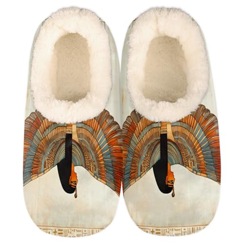 Ancient Religion Egyptian Parchment Texture House Slippers for Women Men, Fuzzy Warm Slippers Slipper Socks