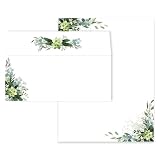 Lush Greenery Letterhead With Envelopes / 40 Decorative Botanical Floral Sheets With Matching Envelopes / 8.5' x...