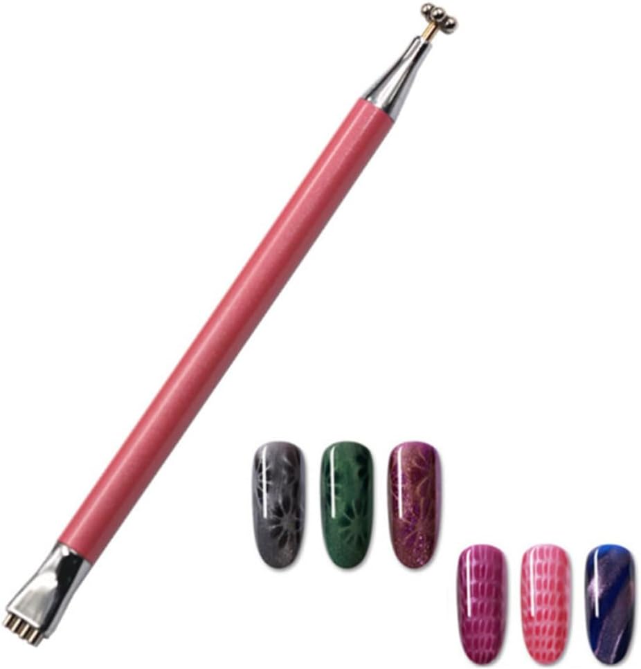 3pcs Flower Design Magnetic Nail Art Pens Double Headed Lightweight Magnetic Sticks for Cat Eye Gel Polish Professional Salons and Studios