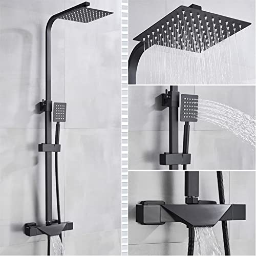 Robinet de douche cascade Jings avec mitigeur thermostatique mural et pommeau effet pluie